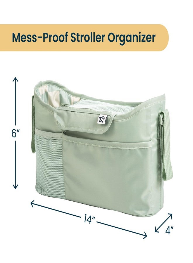 Tiny Twinkle Universal Stroller Organizer with Adjustable Strap - Waterproof Caddy Fits Baby Jogger, Nuna, Graco, Donna and Bugaboo Stroller | Sage Checkers - Image 3